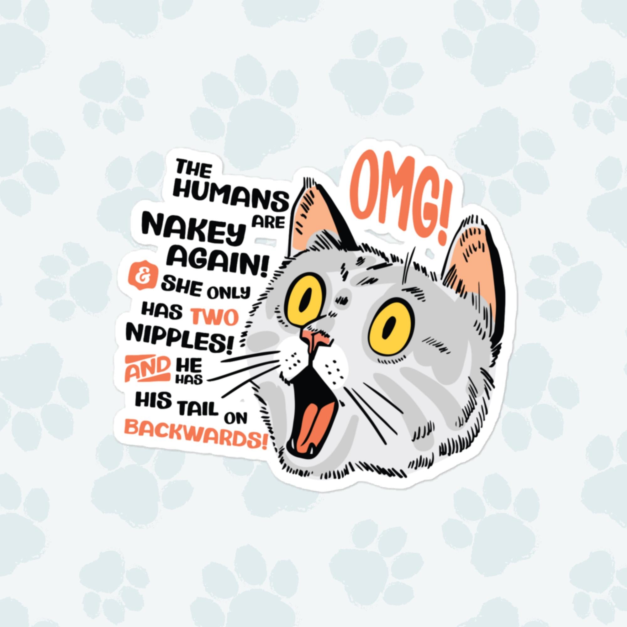 Shocked Kitty Sticker, Large 4in Vinyl Sticker