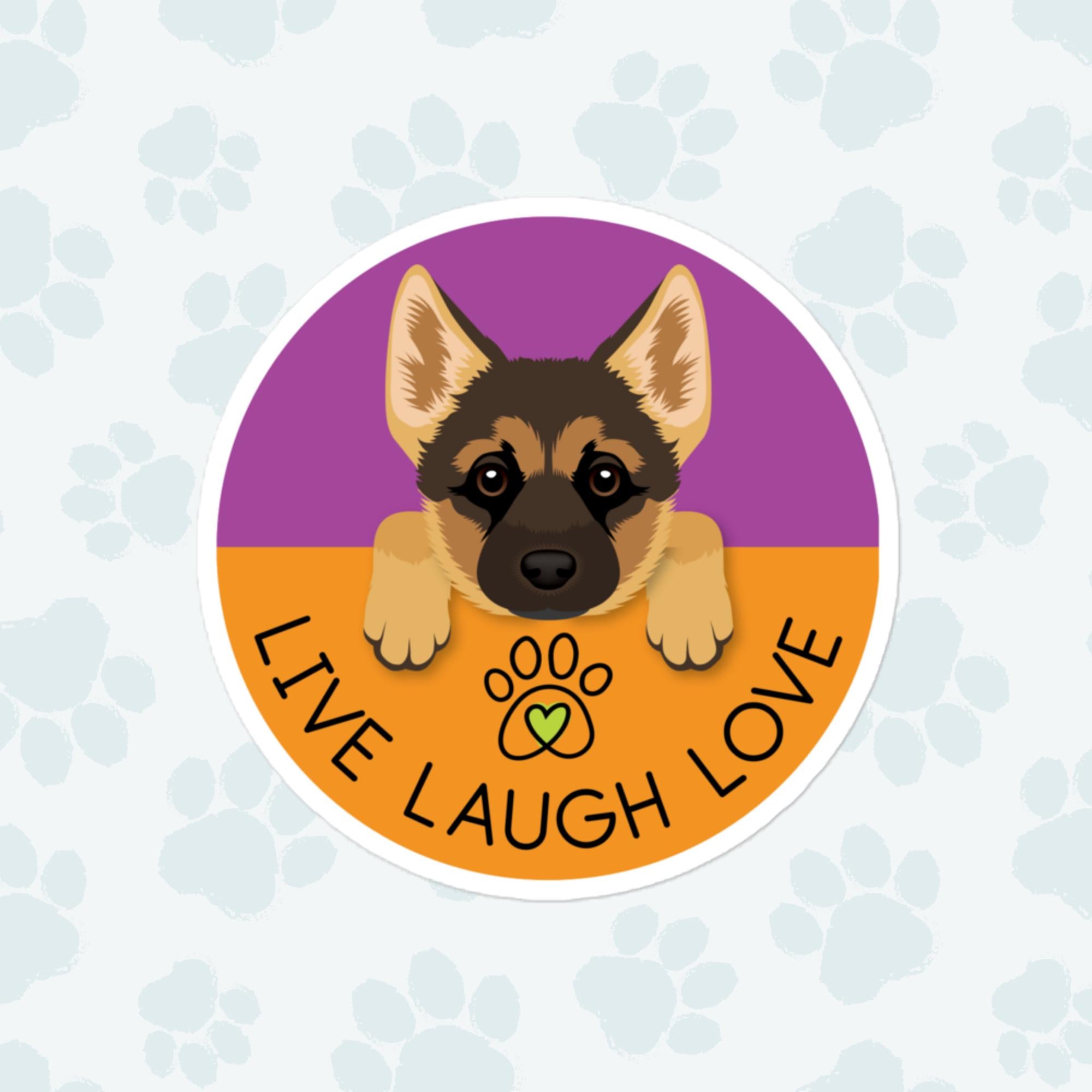 Live Laugh Love Dog Sticker, Large 4in Vinyl Sticker