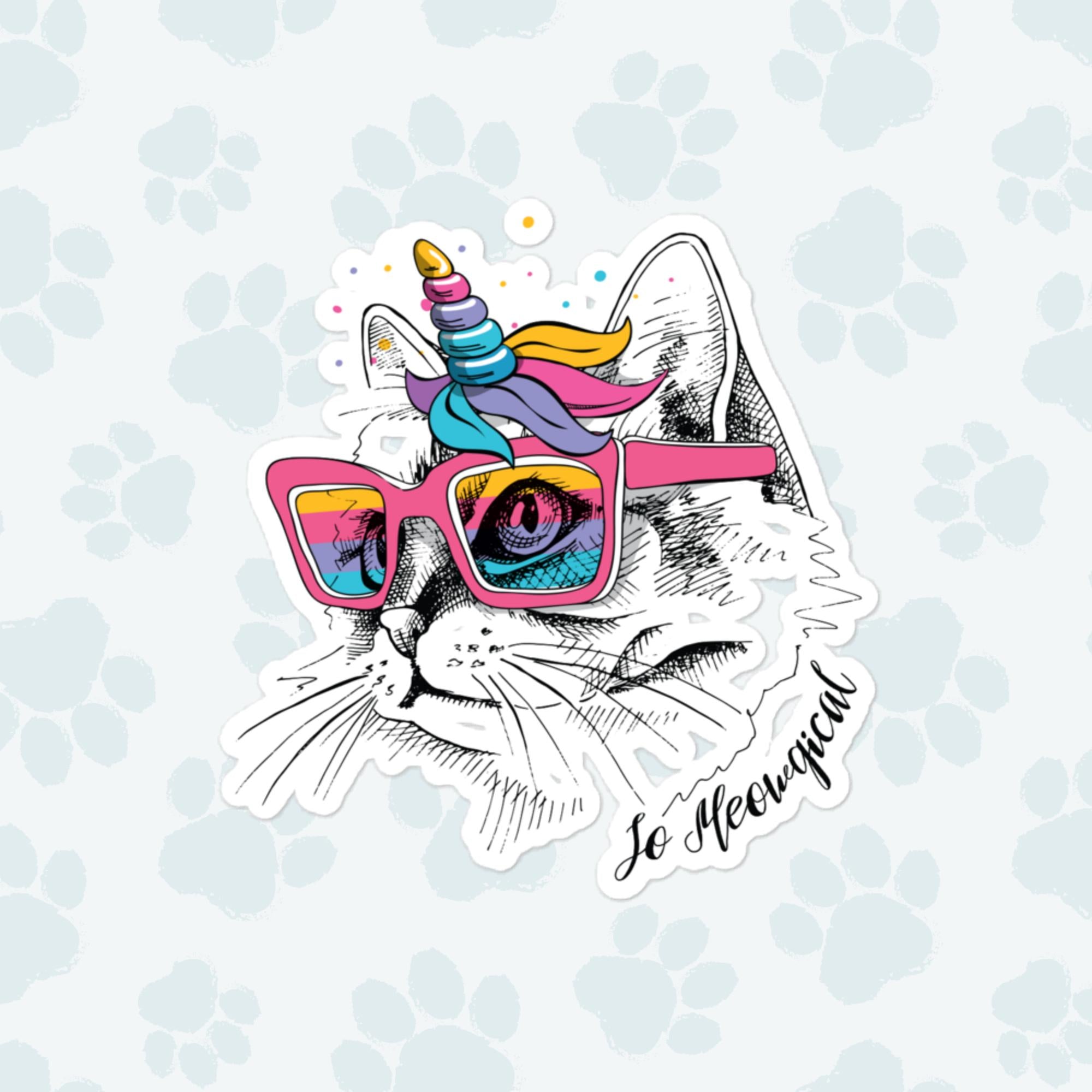 Unicorn Cat Sticker, Large 4in Vinyl Sticker