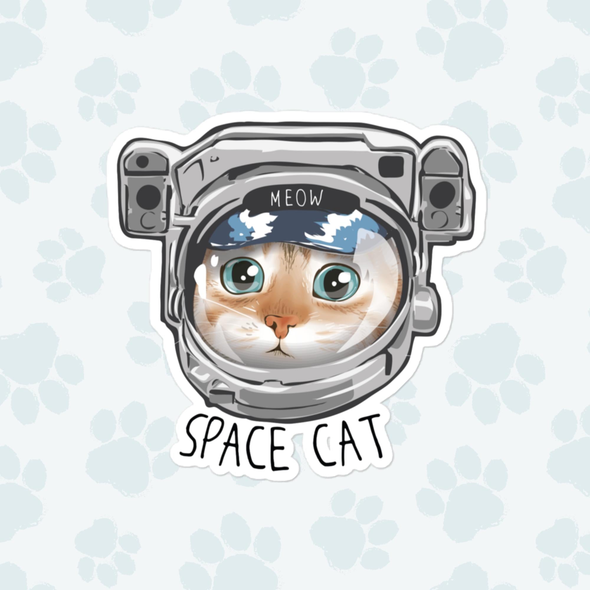 Space Cat Sticker, Large 4in Vinyl Sticker