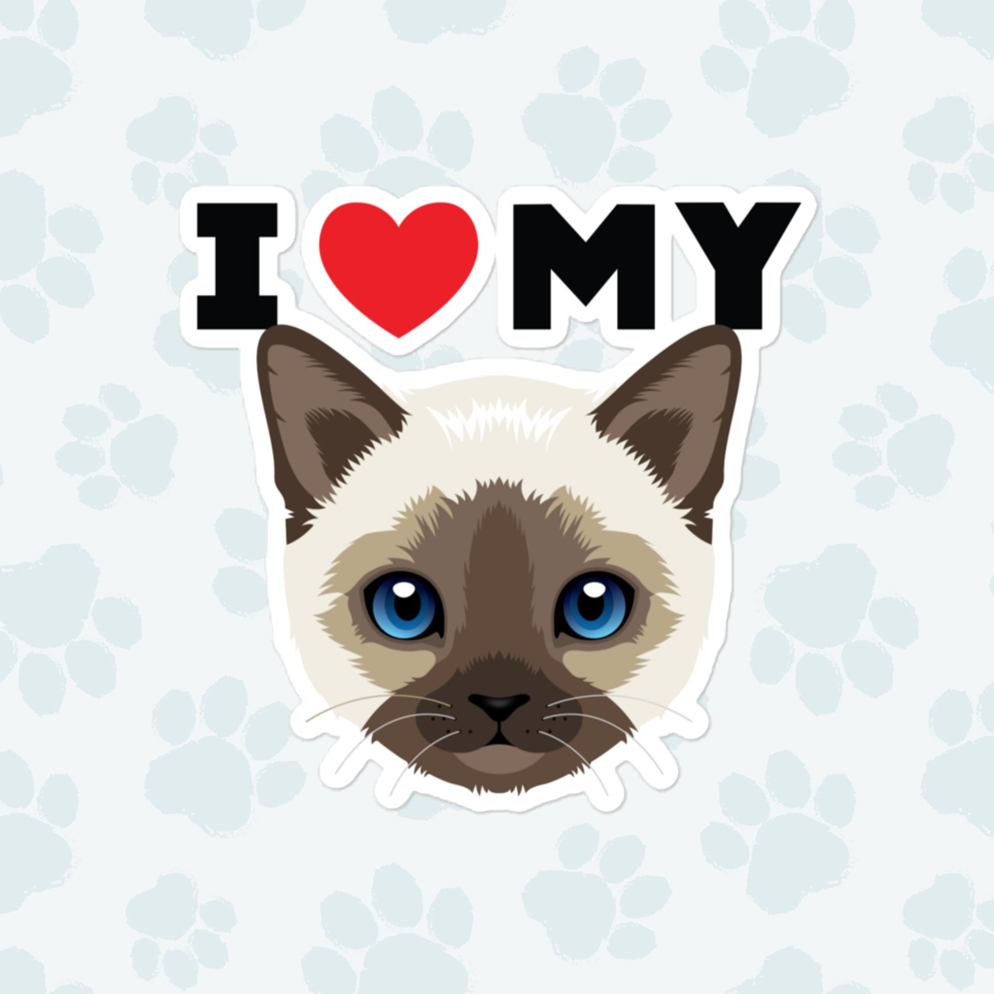 I Heart My Siamese Cat Sticker, Large 4in Vinyl Sticker