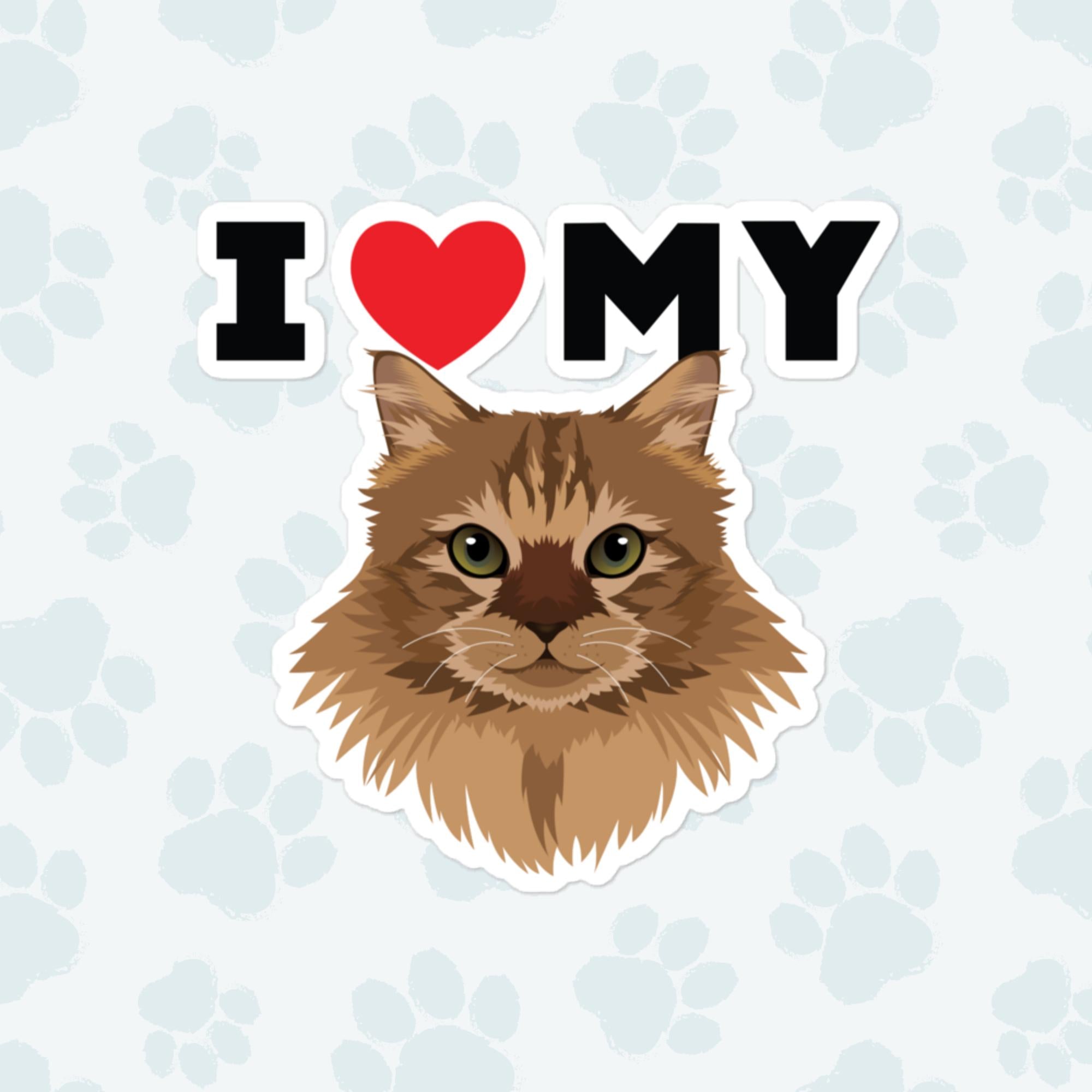 I Heart My Maine Coon Sticker, Large 4in Vinyl Sticker