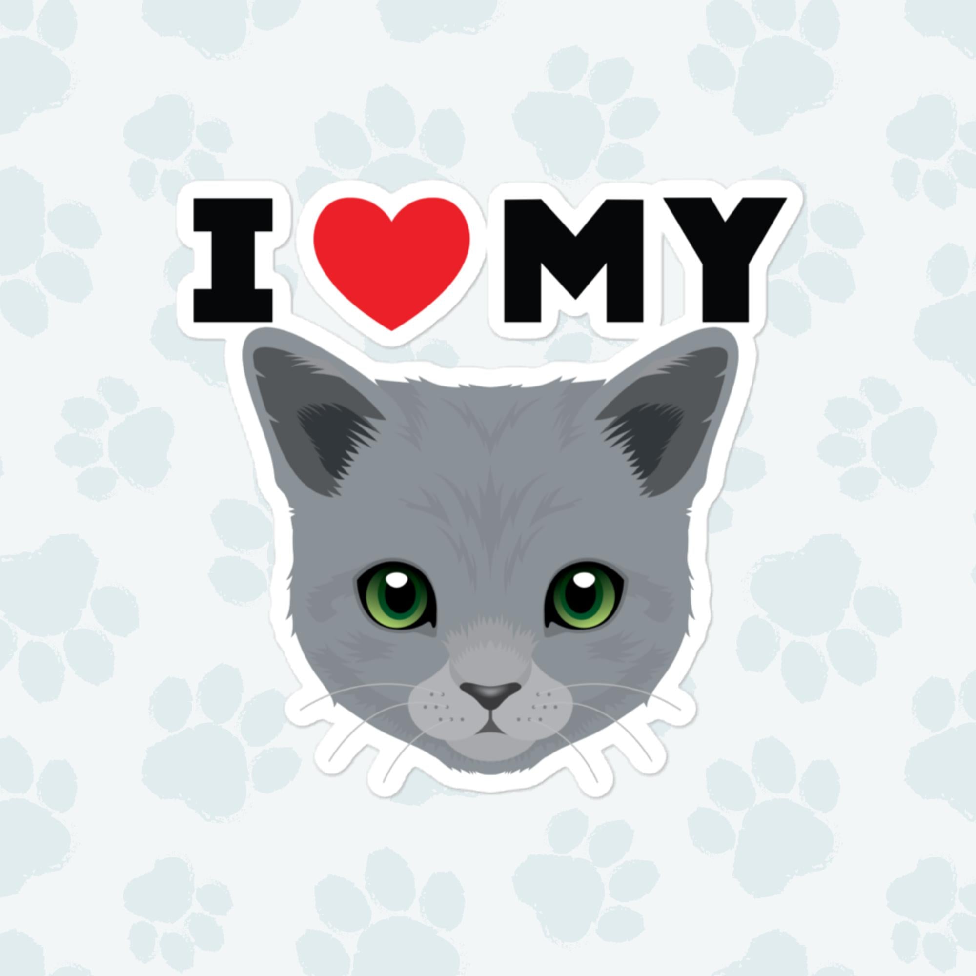 I Heart My Gray Cat Sticker, Large 4in Vinyl Sticker