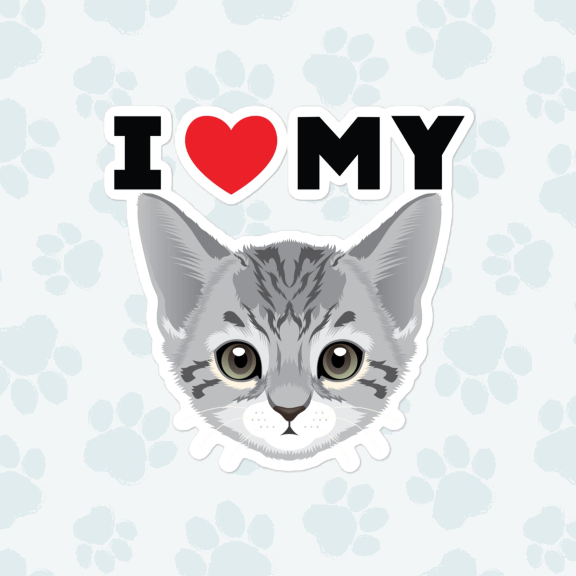 I Heart My Gray Tabby Sticker, Large 4in Vinyl Sticker