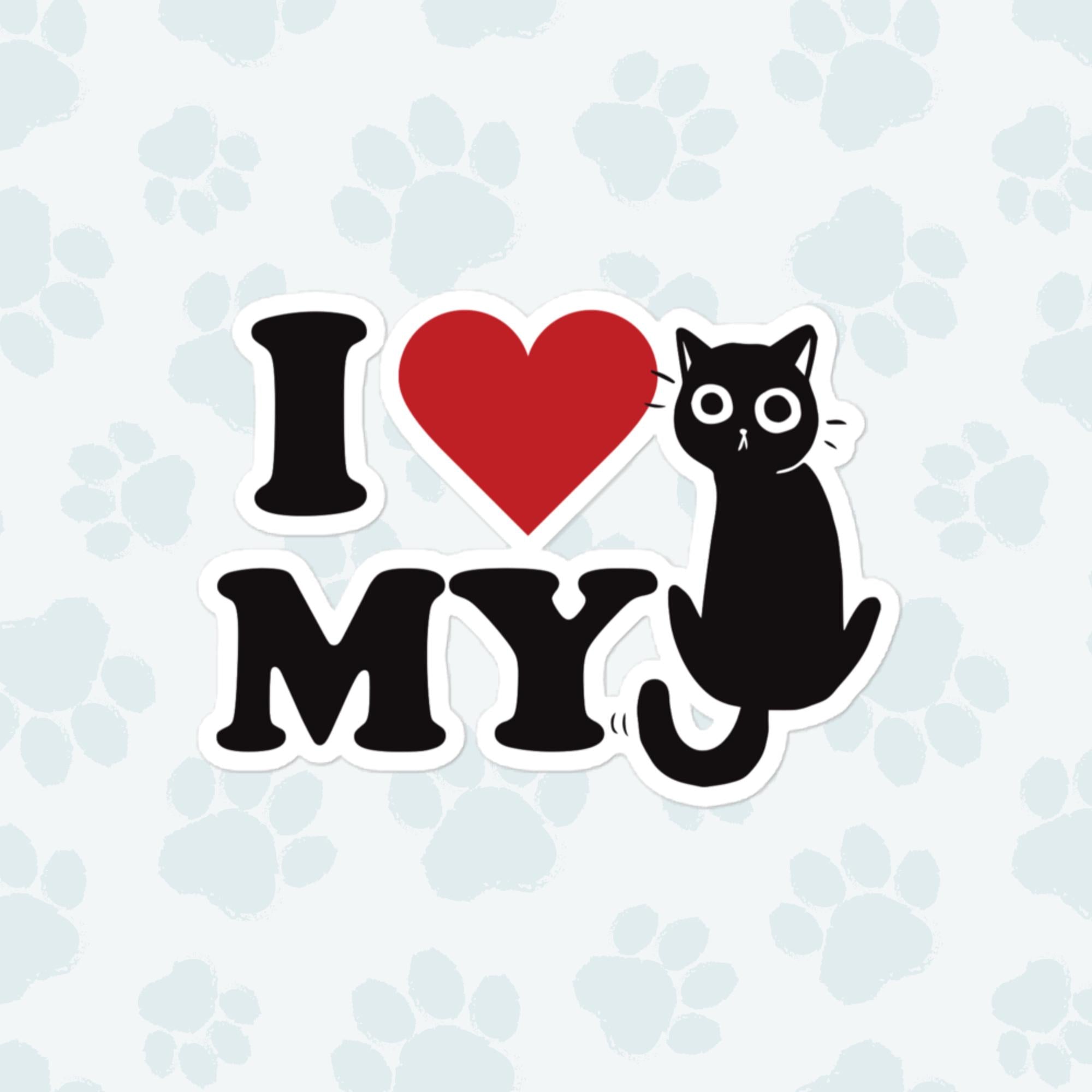 I Love My Cat Sticker, Large 4in Vinyl Sticker