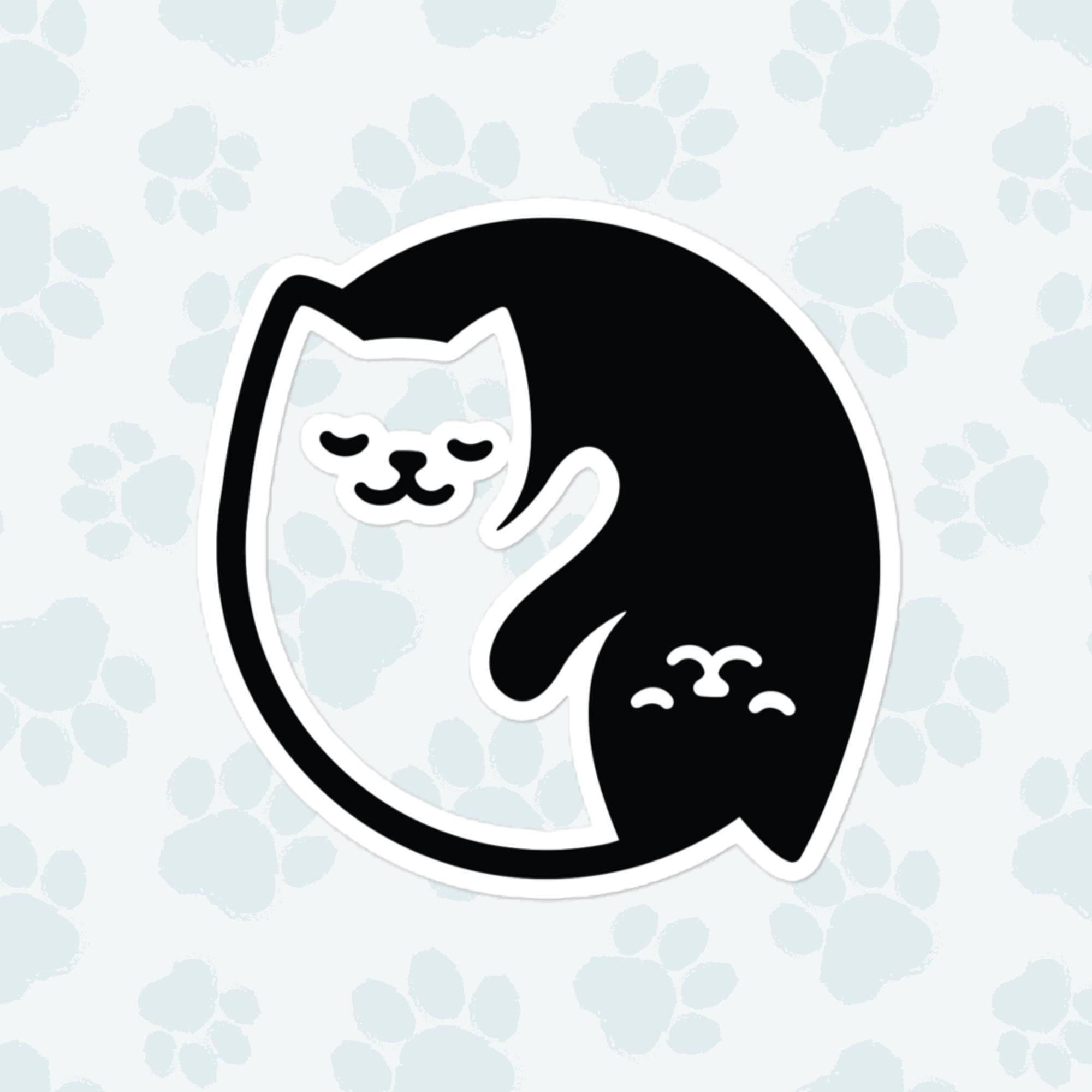 Yin Yang Cats Sticker, Large 4in Vinyl Sticker