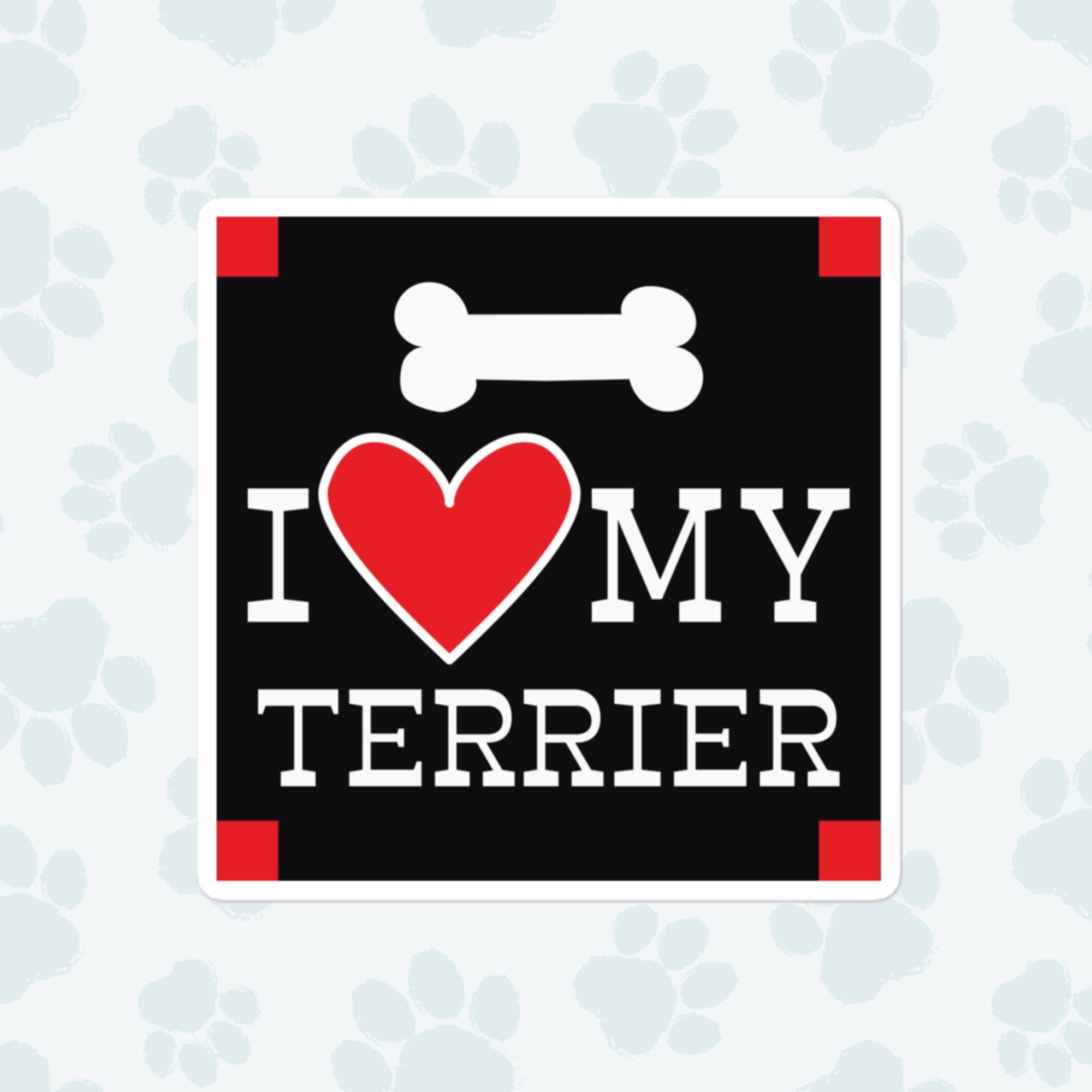 I Heart My Terrier Sticker, Large 4in Vinyl Sticker