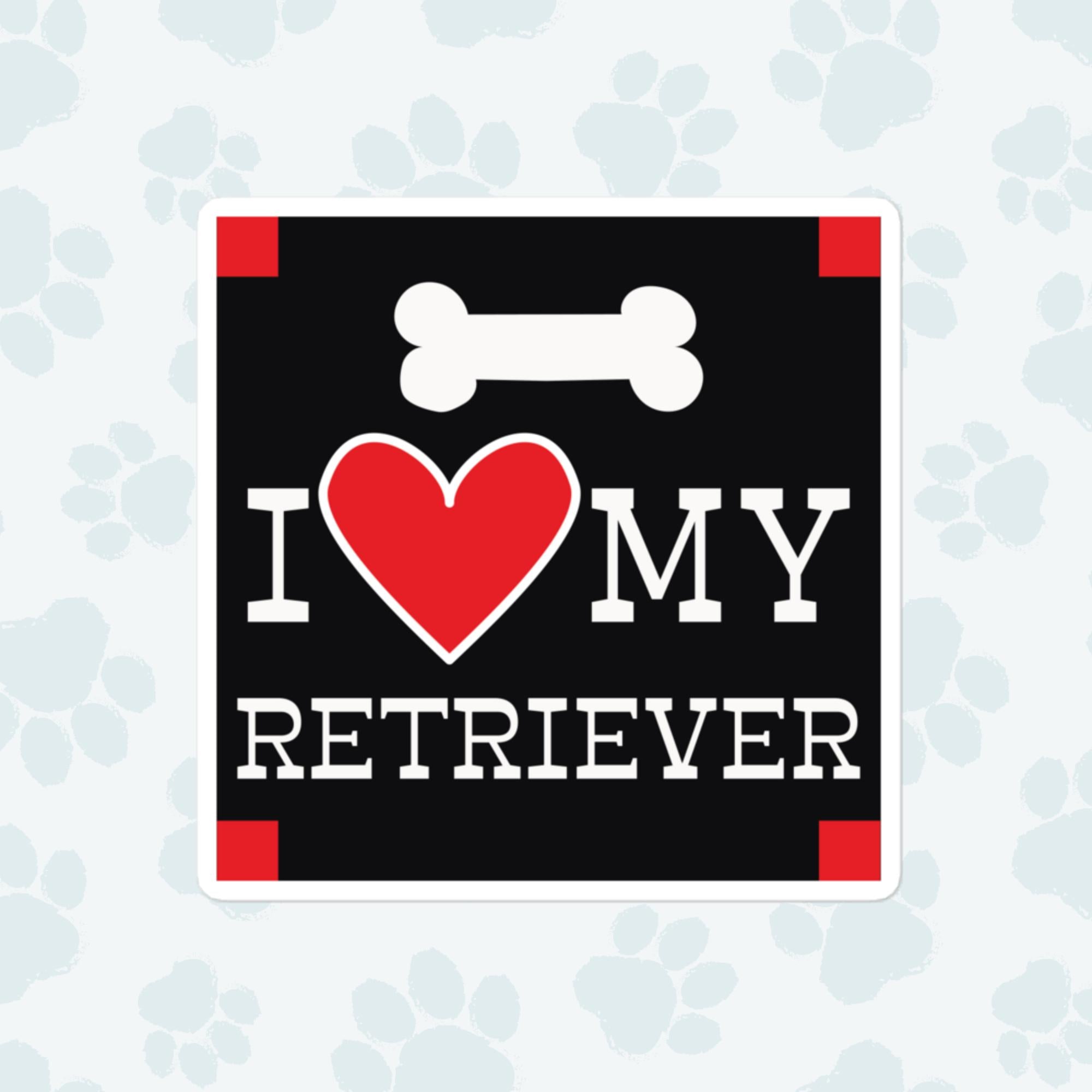 I Heart My Retriever Sticker, Large 4in Vinyl Sticker