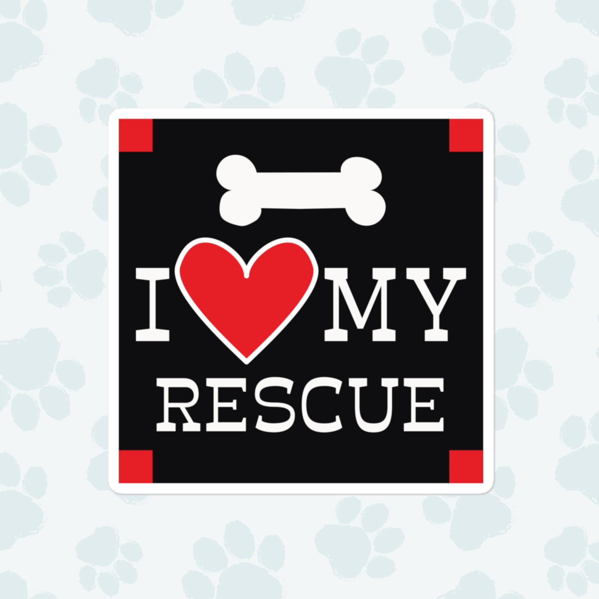 I Heart My Rescue Sticker, Large 4in Vinyl Sticker