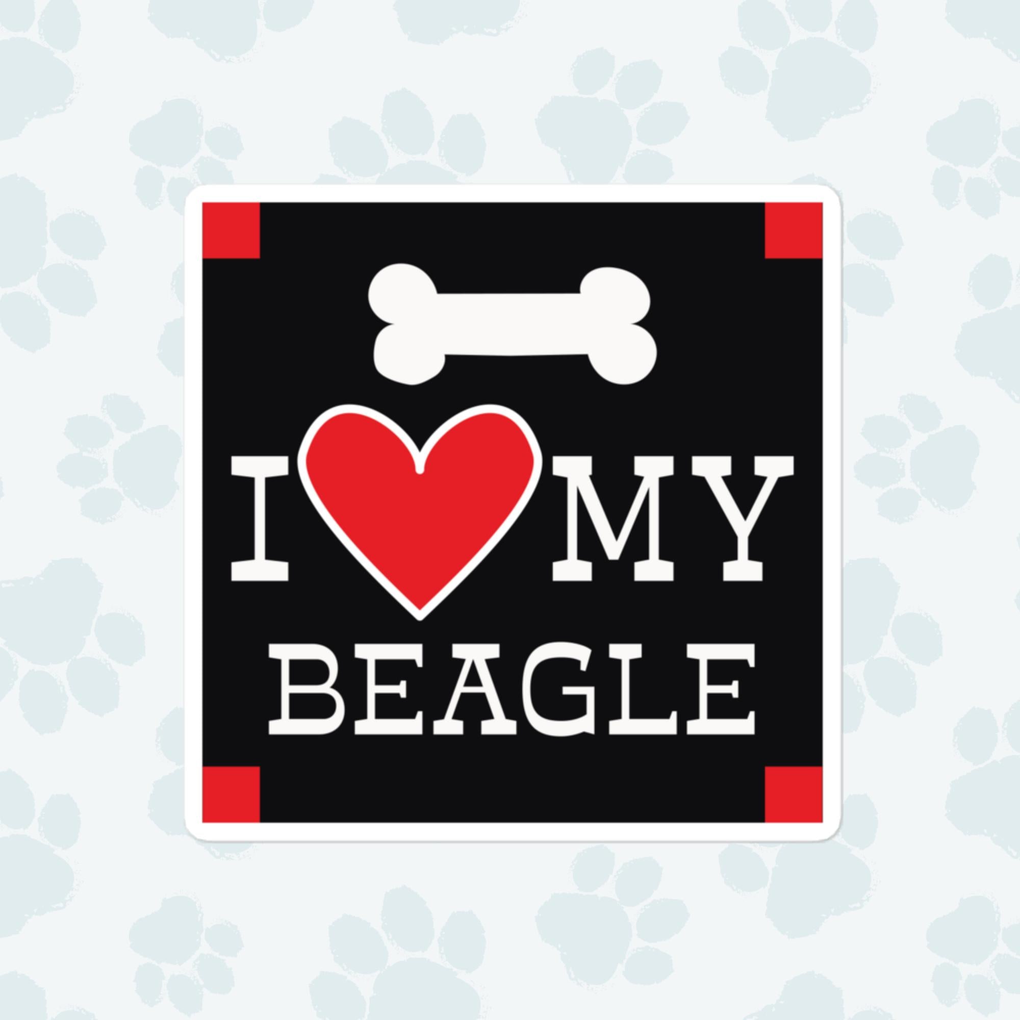 I Heart My Beagle Sticker, Large 4in Vinyl Sticker