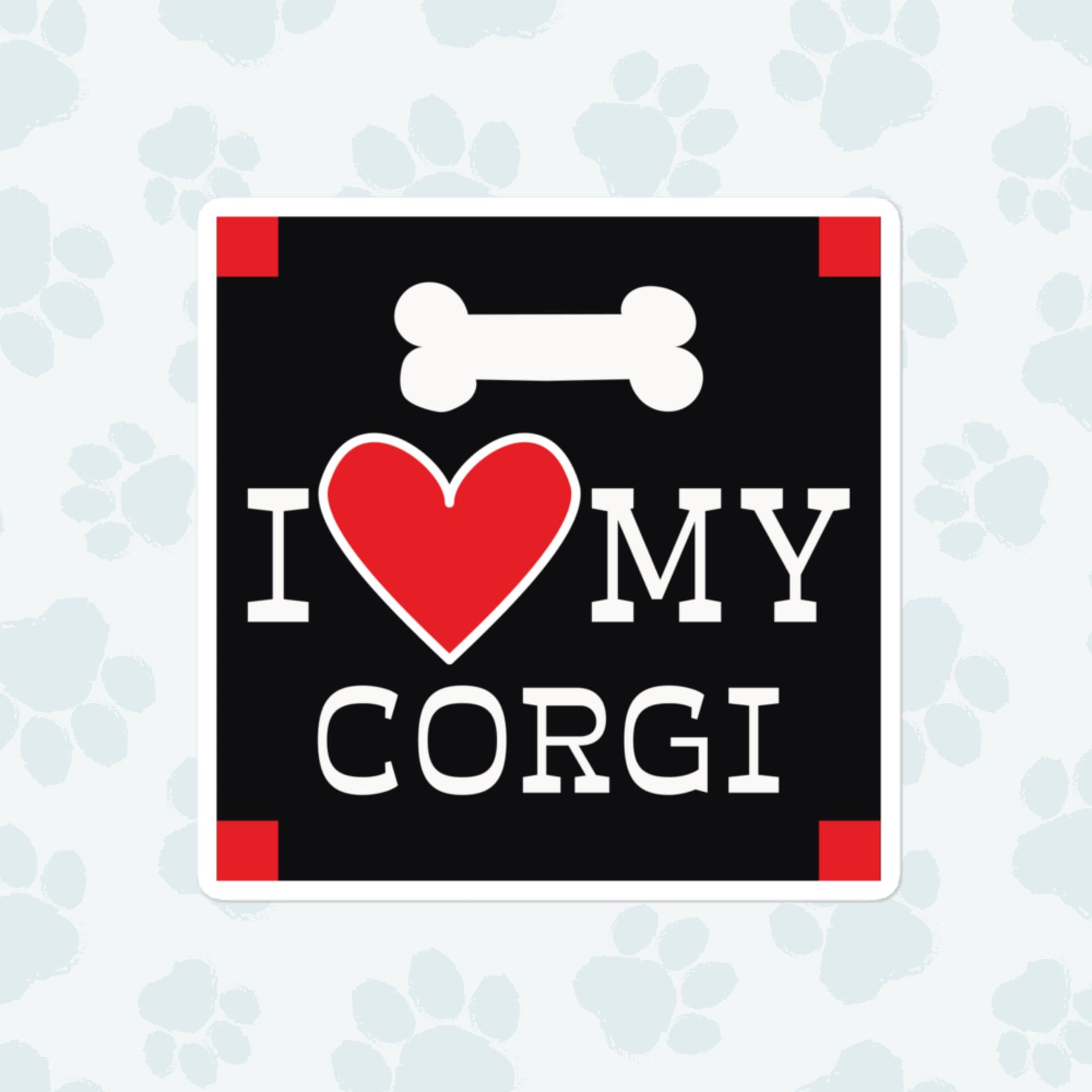 I Heart My Corgi Sticker, Large 4in Vinyl Sticker