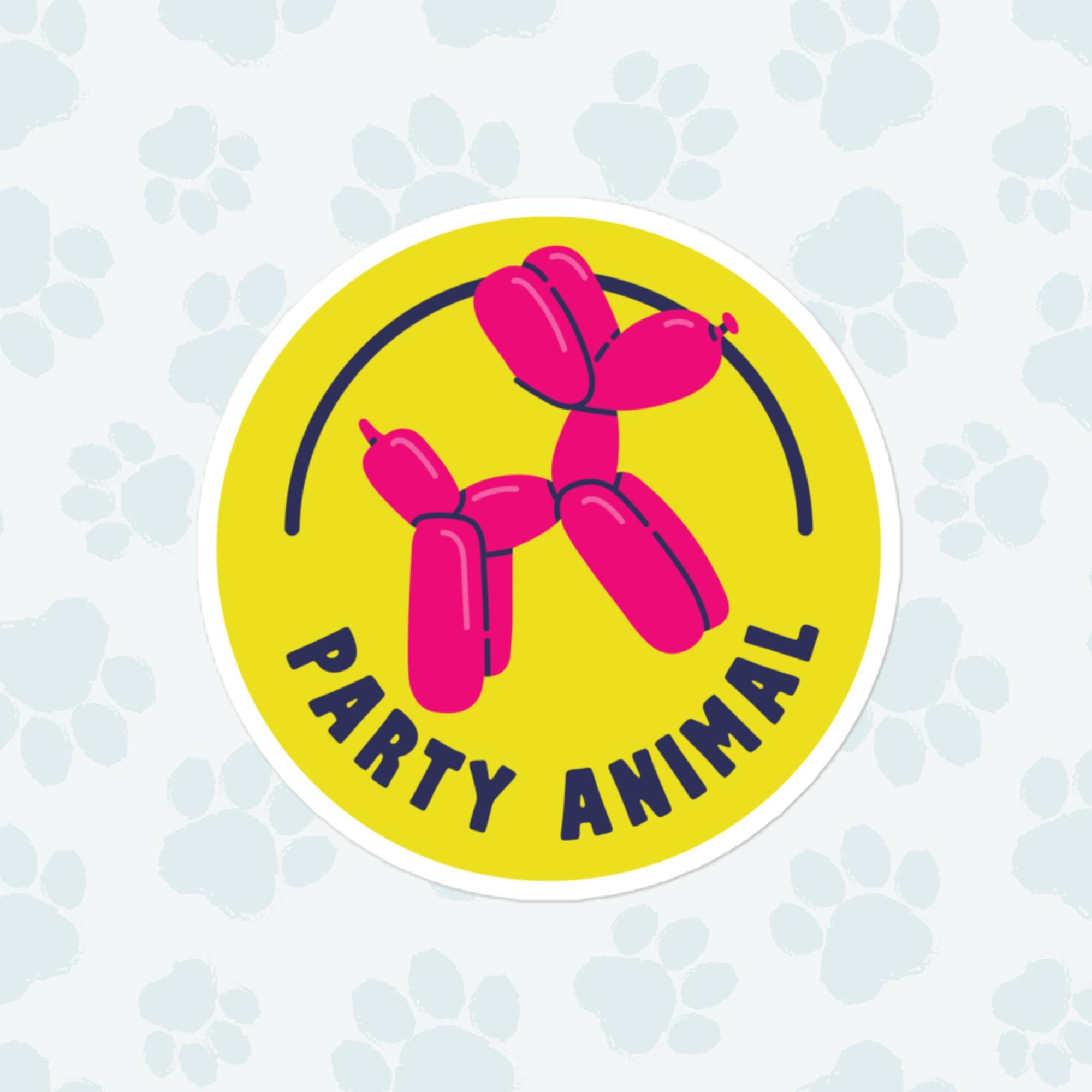 Party Animal Balloon Sticker, Large 4in Vinyl Sticker