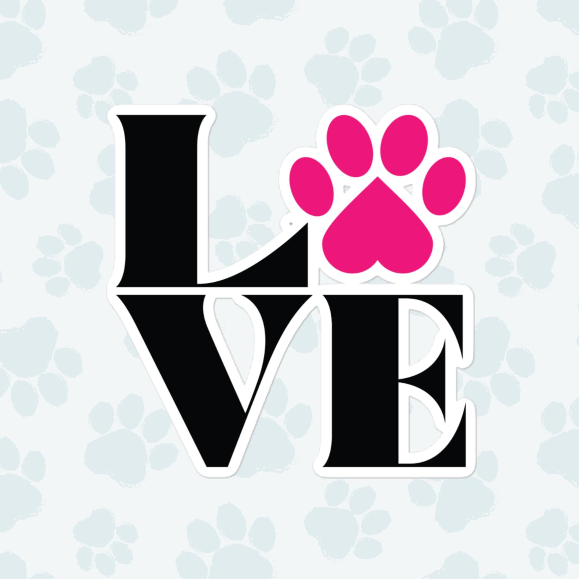 Love Paw Sticker, Large 4in Vinyl Sticker