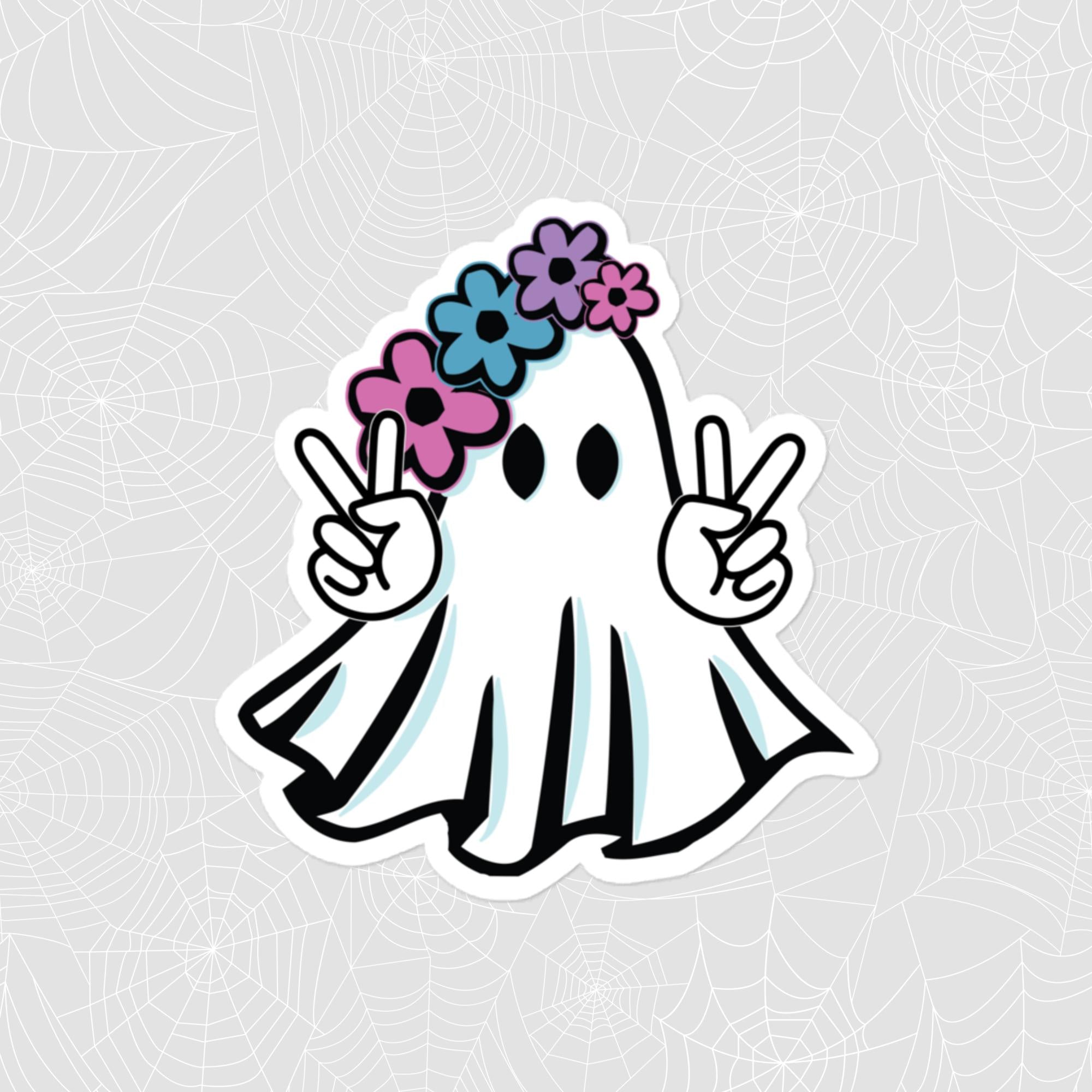 Peace Ghost Sticker, Large 4in Vinyl Sticker