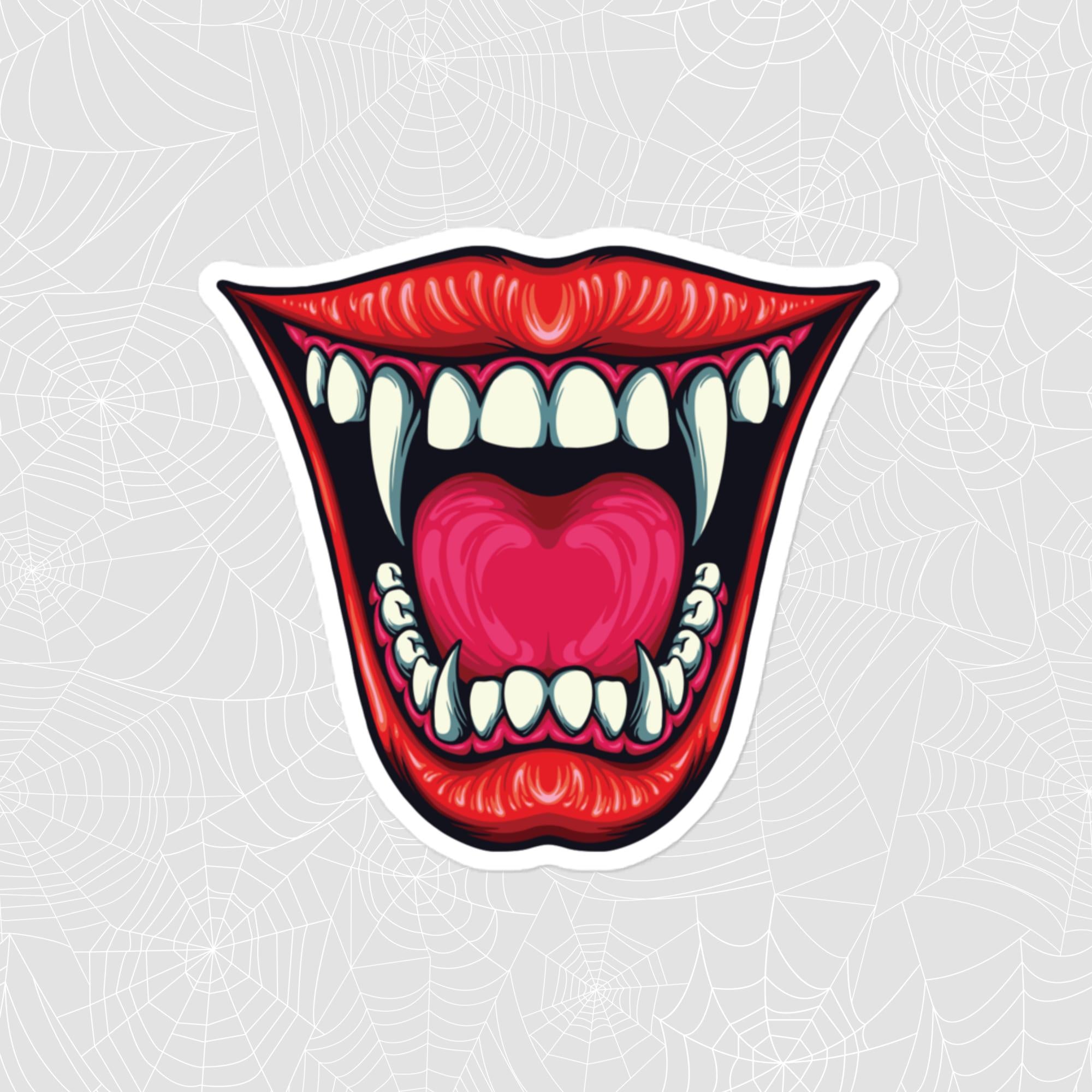 Vampire Smile Sticker, Large 4in Vinyl Sticker