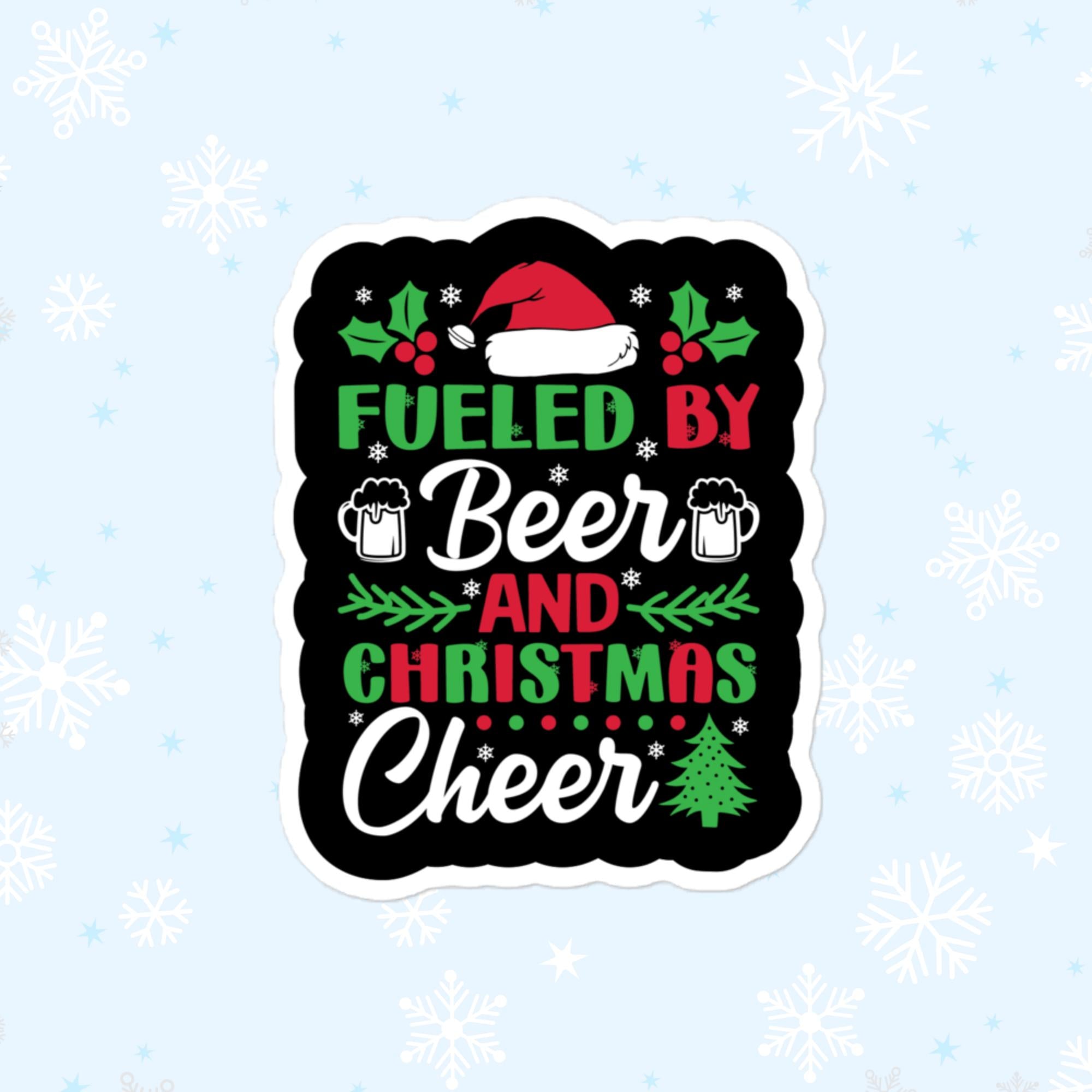 Beer And Christmas Cheer Sticker, Large 4in Vinyl Sticker