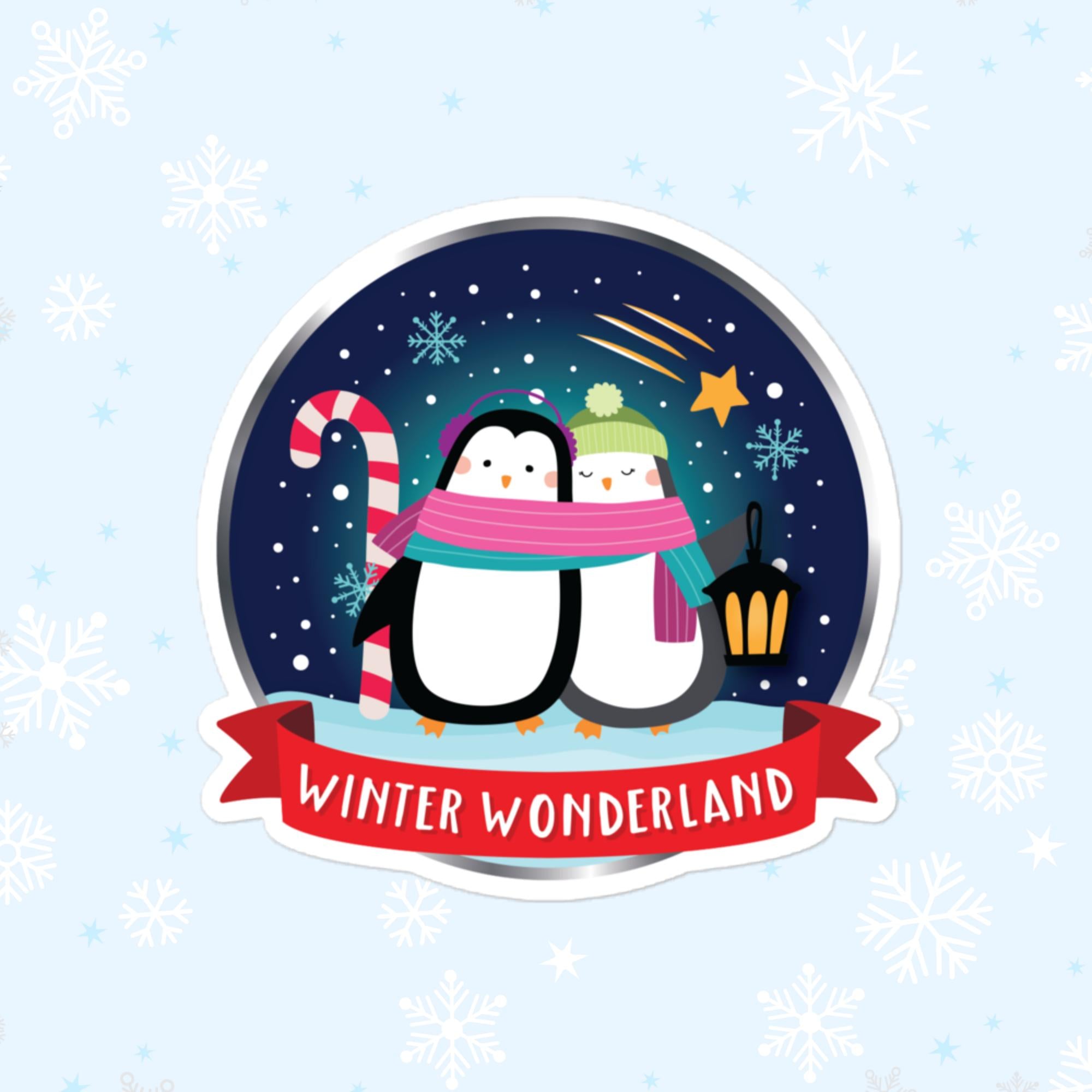 Winter Wonderland Penguins Sticker, Large 4in Vinyl Sticker