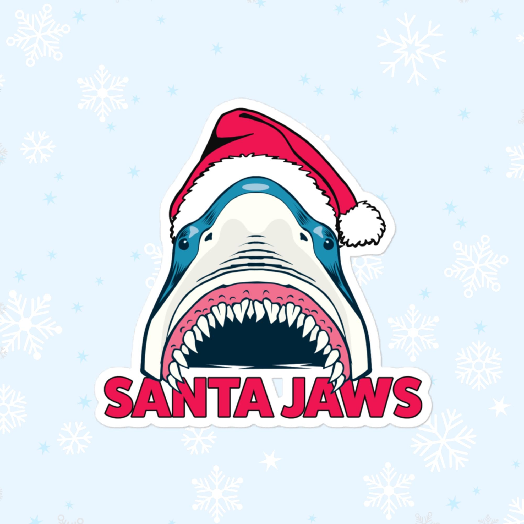 Santa Jaws Sticker, Large 4in Vinyl Sticker