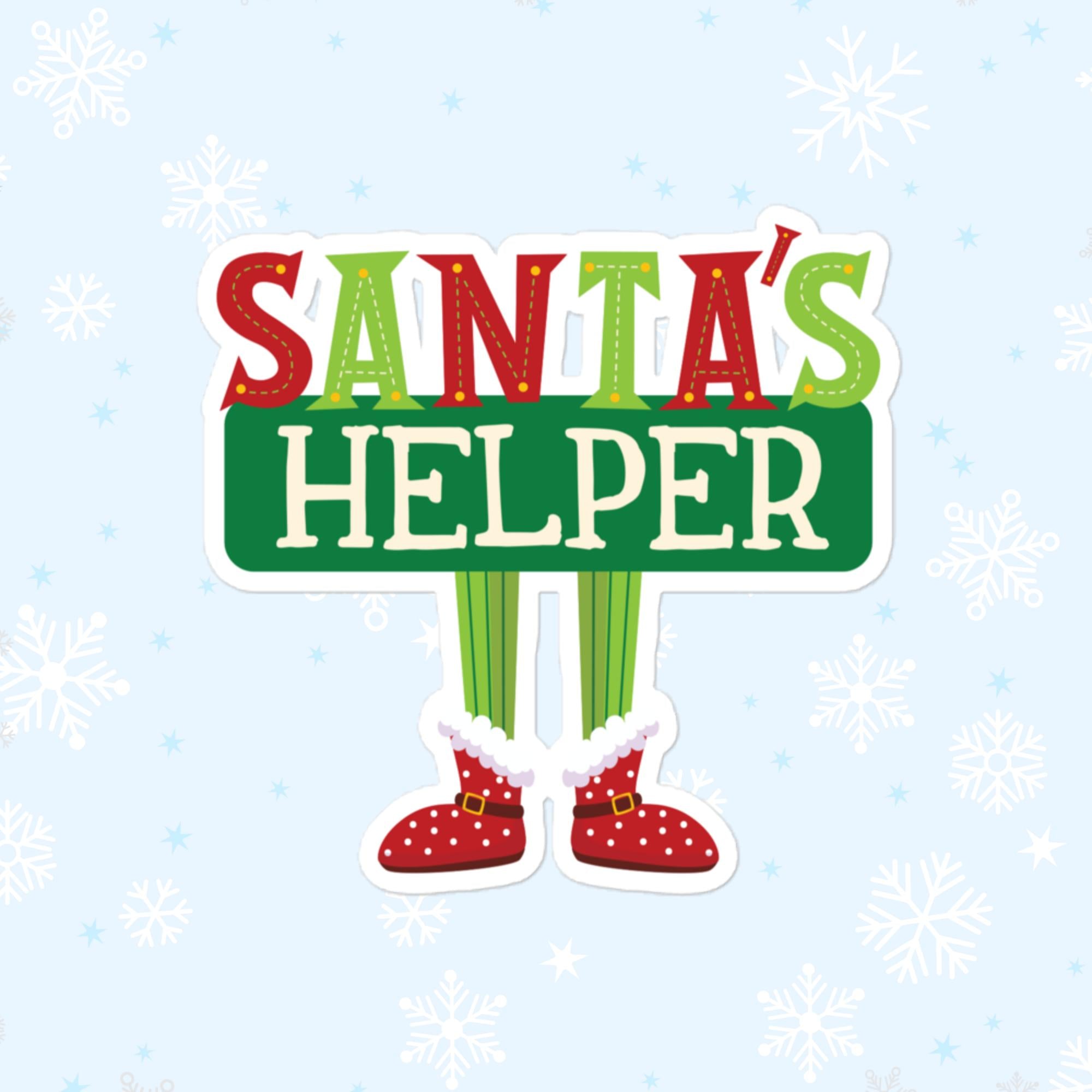 Santa's Helper Sticker, Large 4in Vinyl Sticker