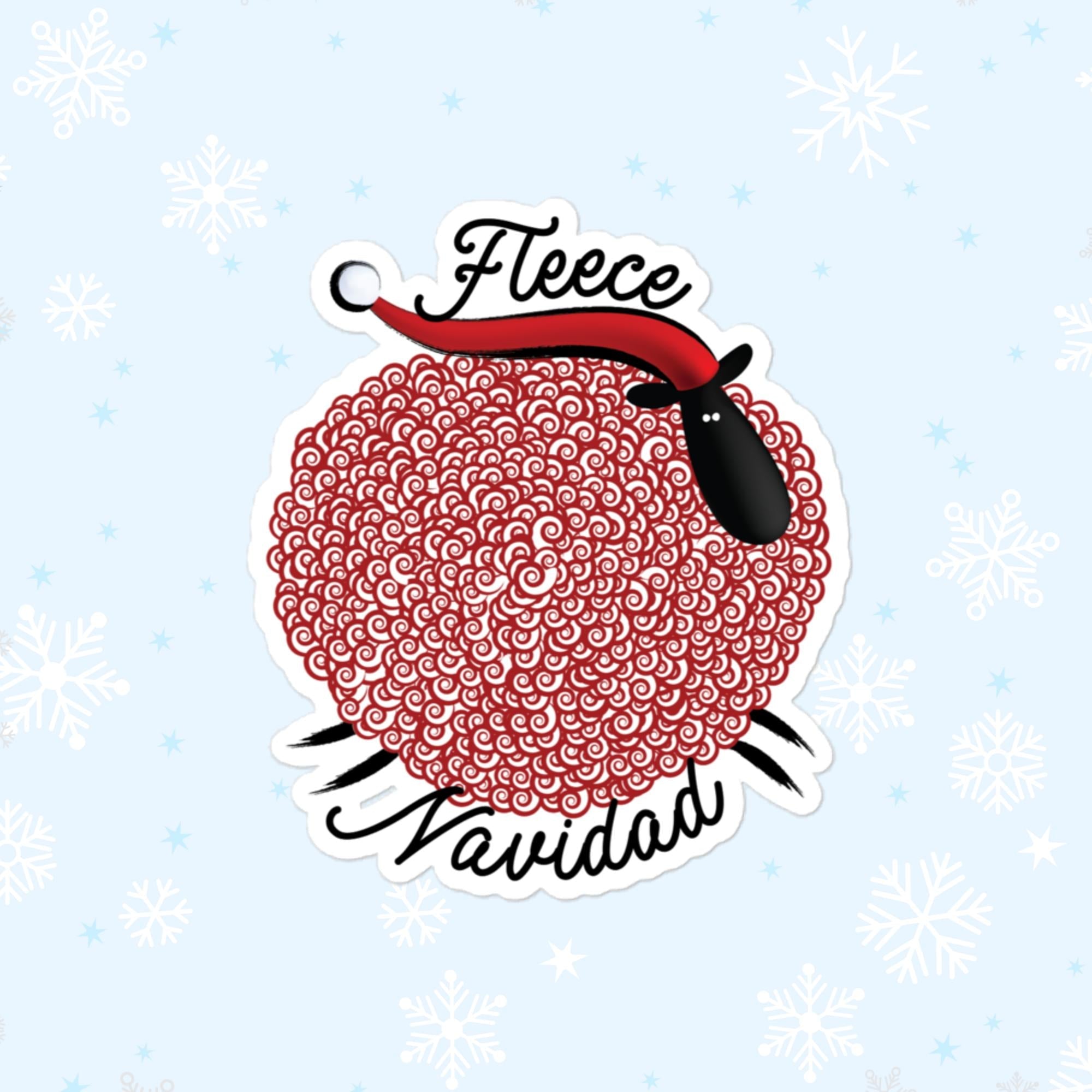 Fleece Navidad Sticker, Large 4in Vinyl Sticker