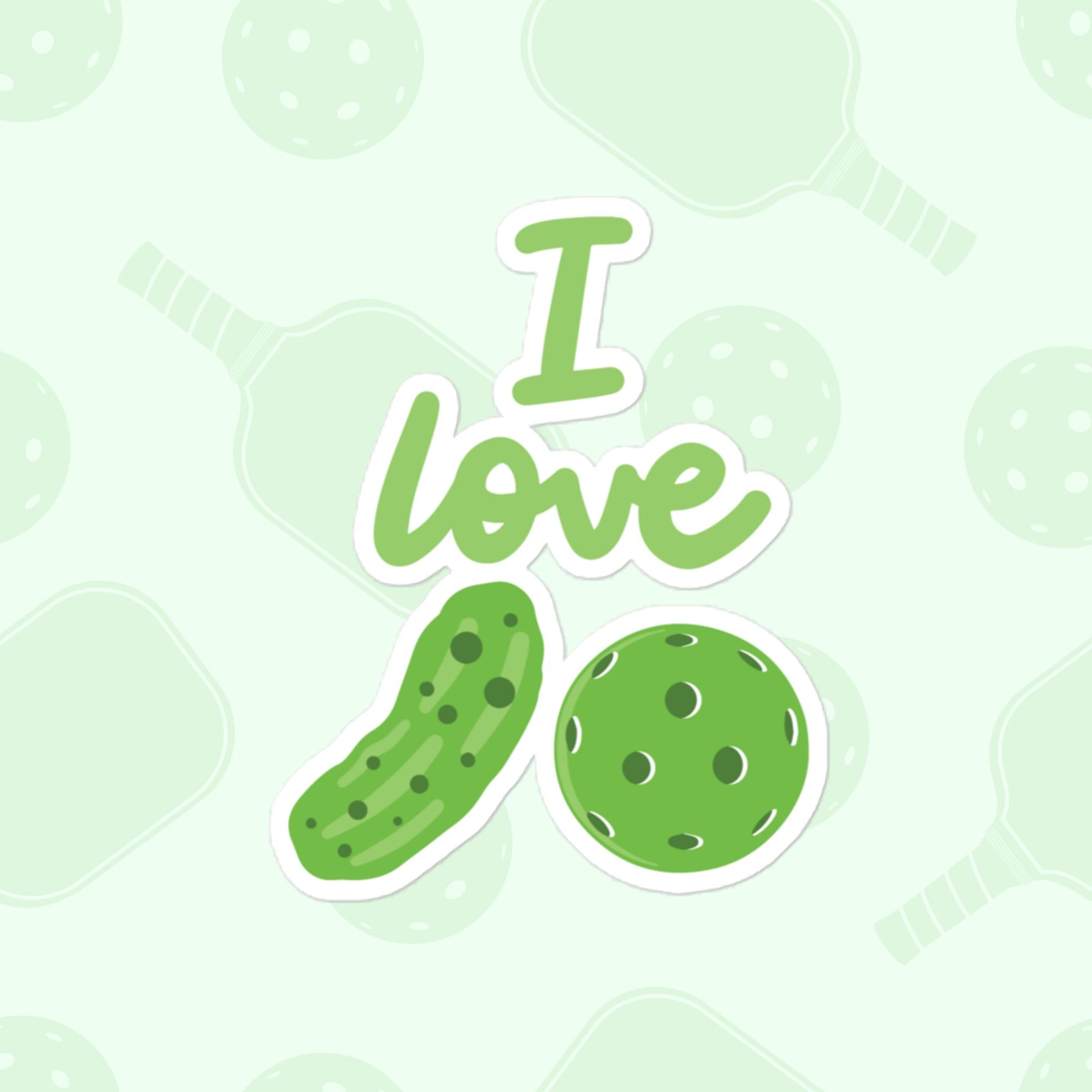 I Love Pickleball Sticker, Large 4in Vinyl Sticker