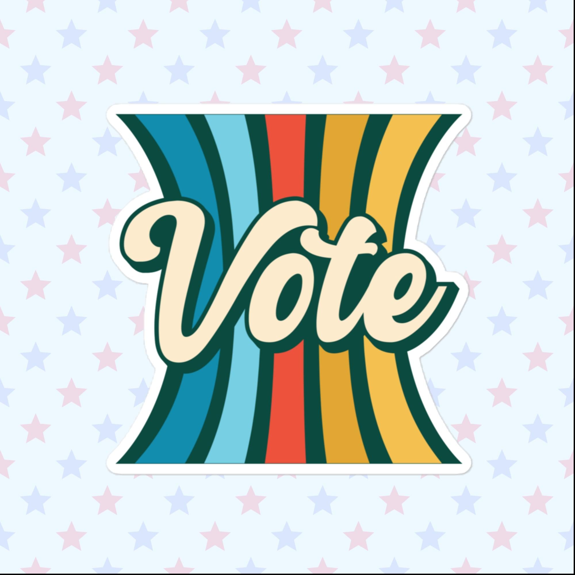 Retro Vote Sticker, Large 4in Vinyl Sticker