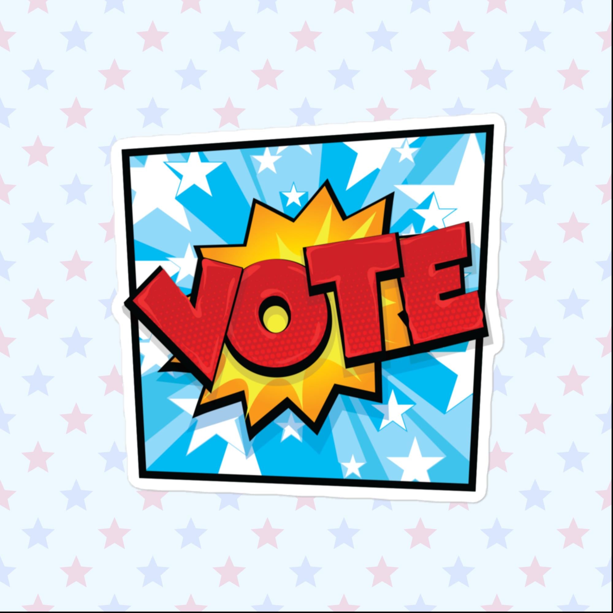 Pop Art Vote Sticker, Large 4in Vinyl Sticker