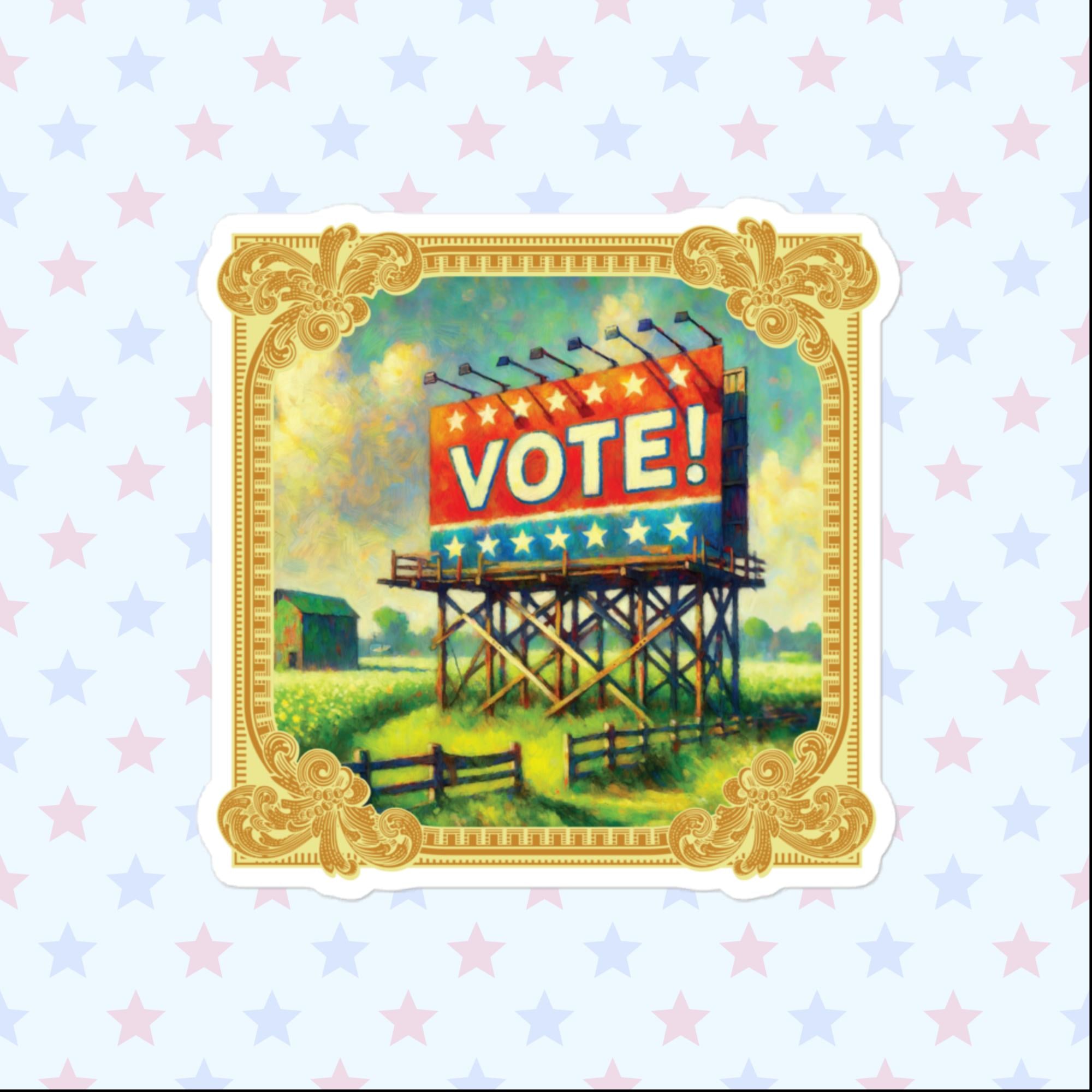 Vote Billboard Sticker, Large 4in Vinyl Sticker