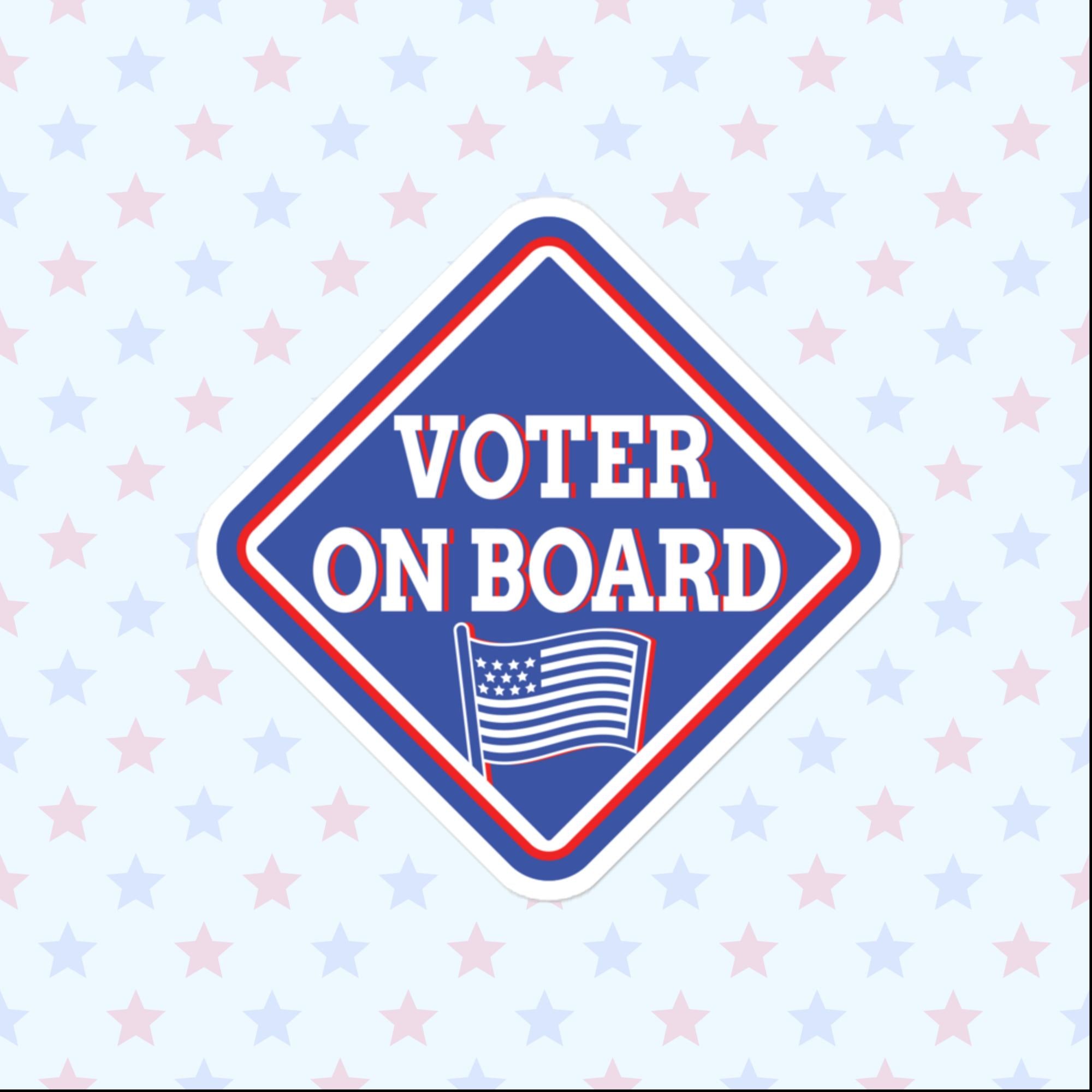 Blue Voter On Board Sticker, Large 4in Vinyl Sticker