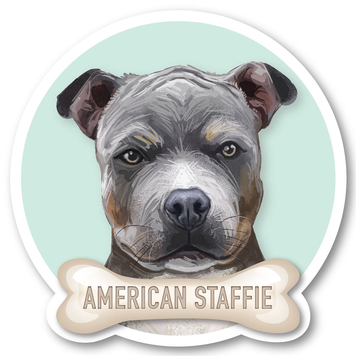 American Staffie Grey Vinyl Sticker