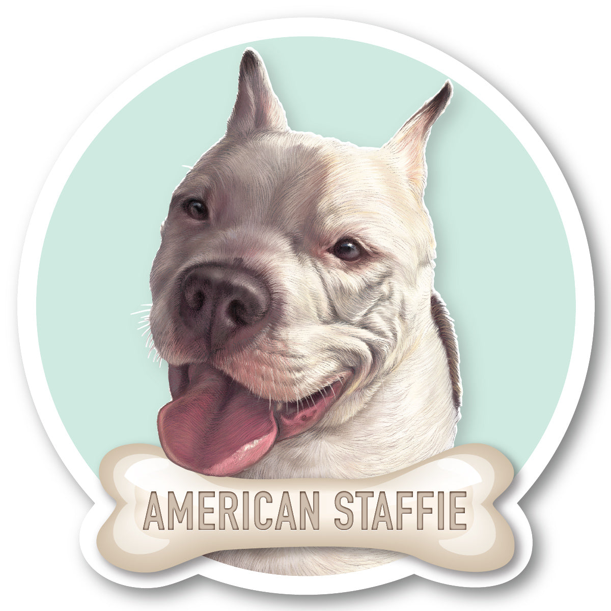 American Staffie White Vinyl Sticker