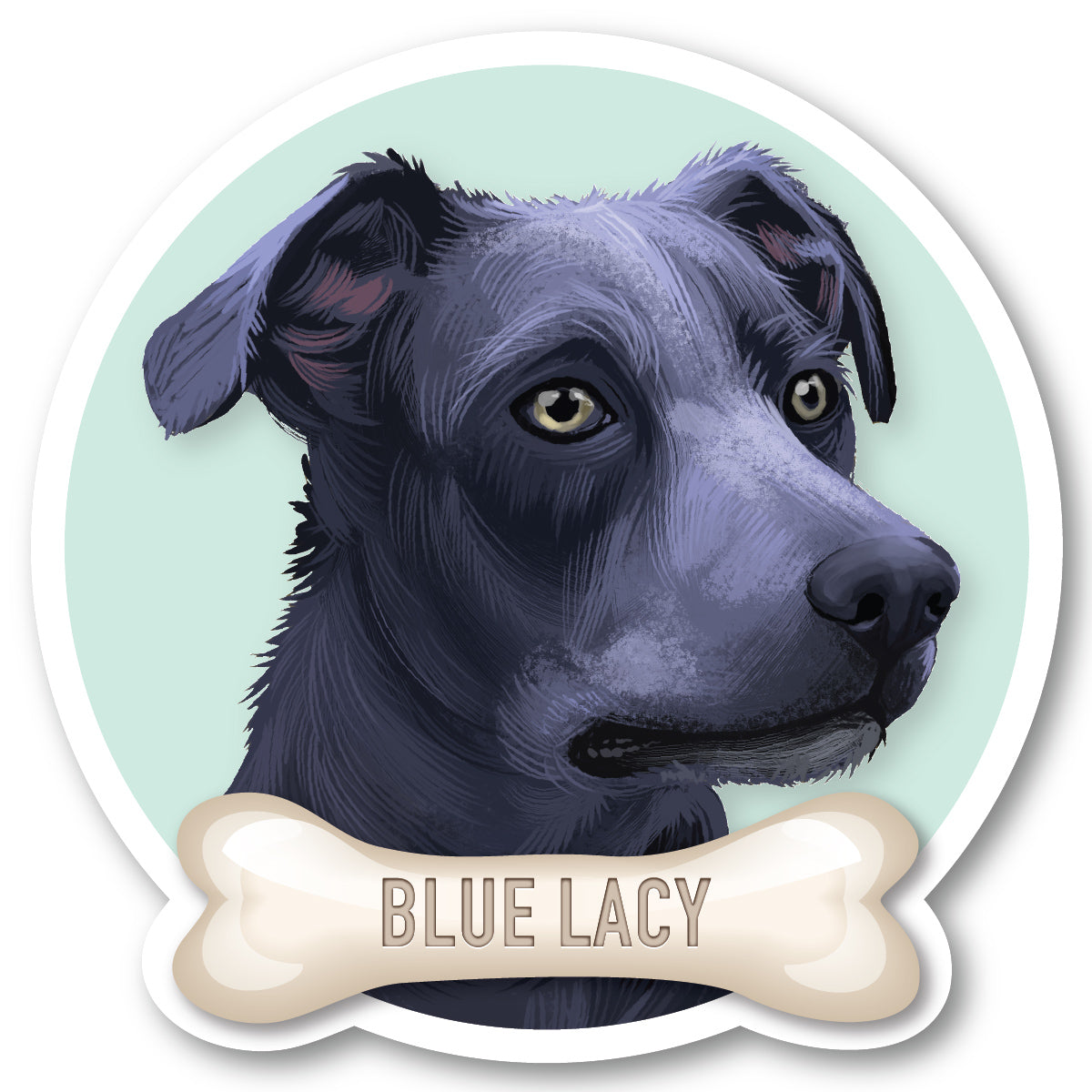 Blue Lacy Vinyl Sticker