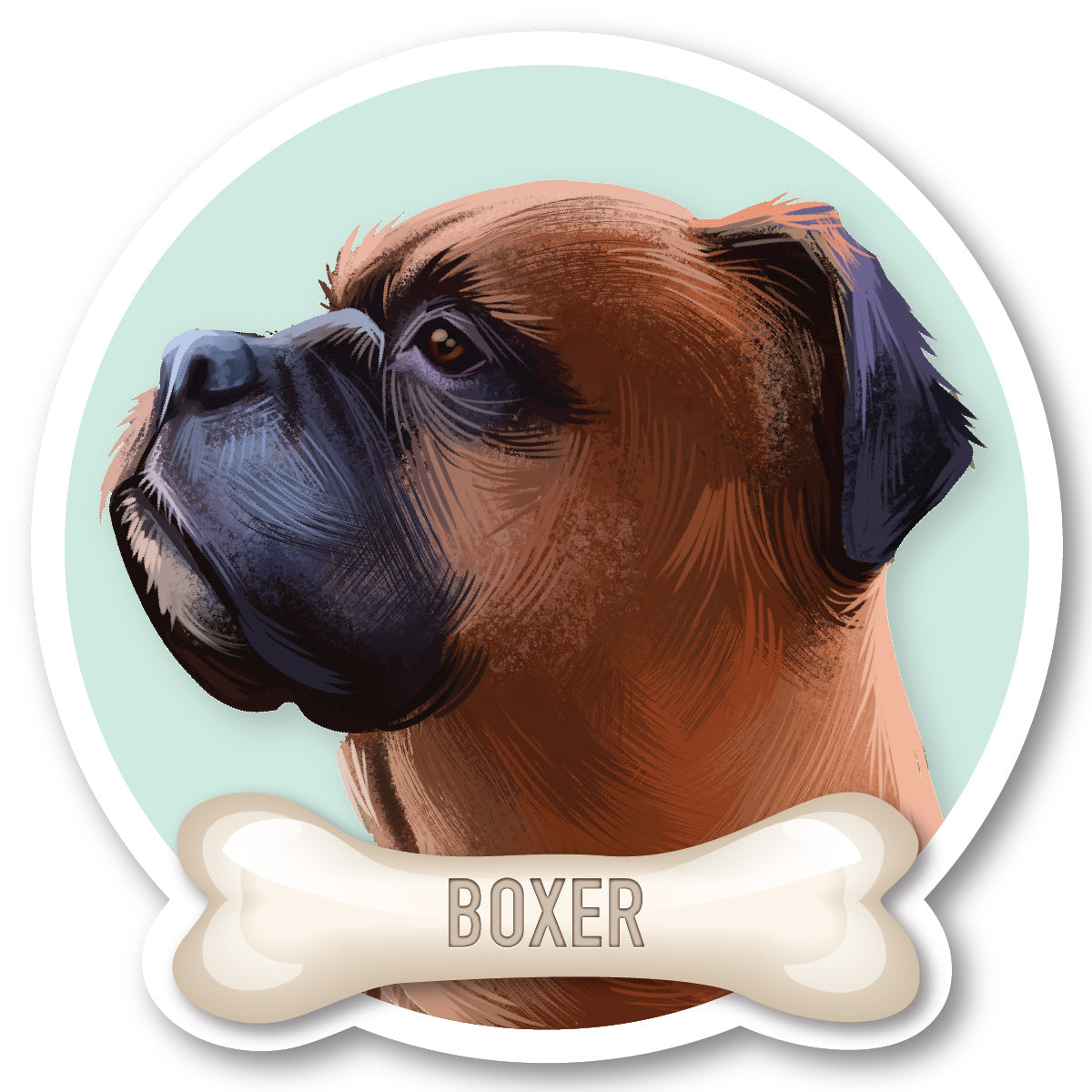 Boxer Brown Vinyl Sticker