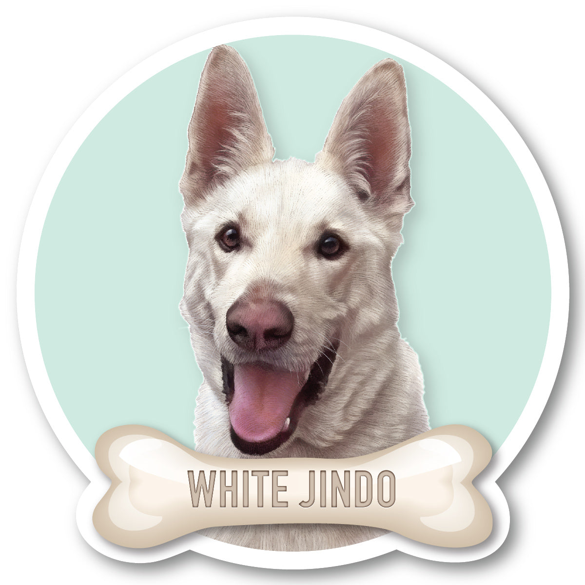 Jindo White Vinyl Sticker